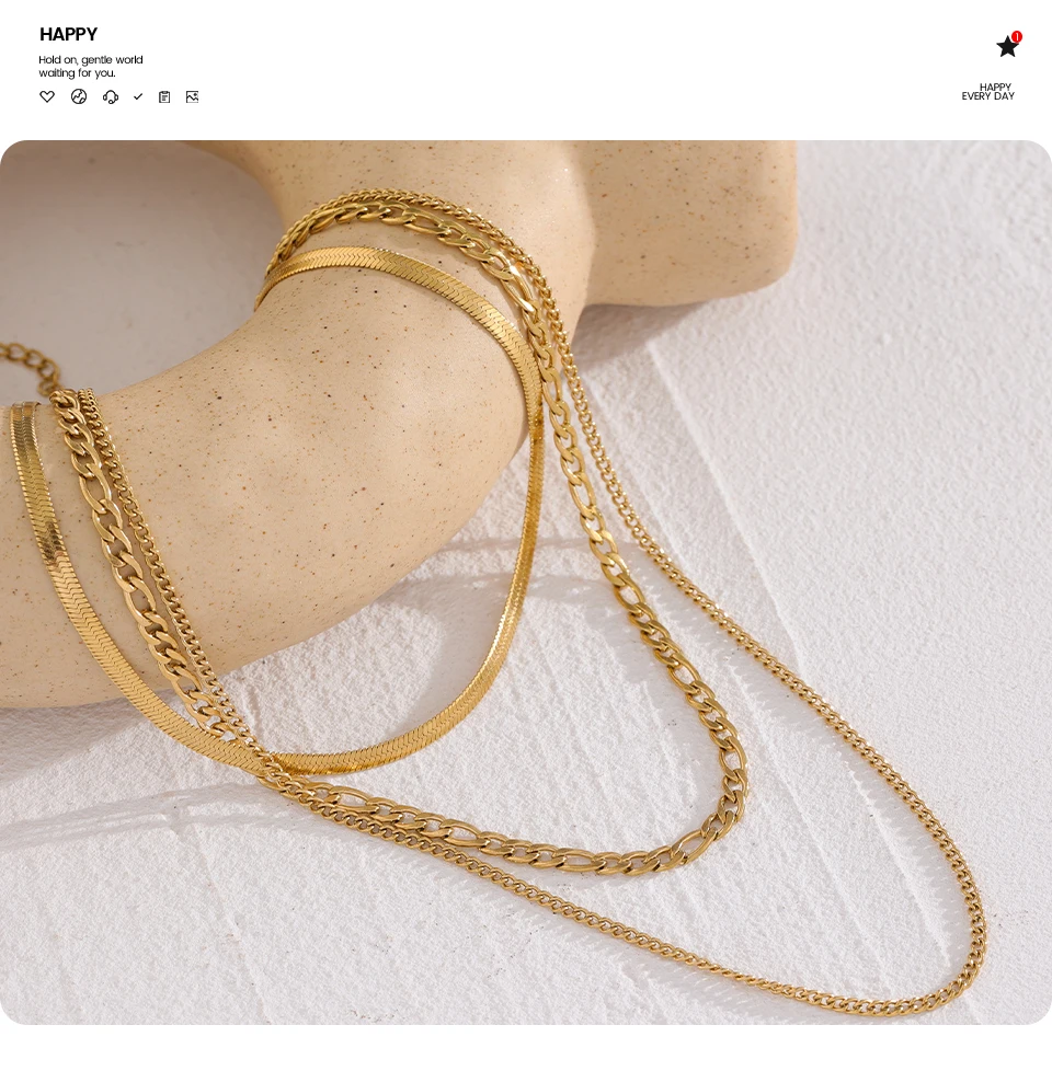 Yhpup Stainless Steel Chain Layered Necklace Separated Set for Women Statement Golden Metalic Waterproof Collar Necklace Jewelry - Image 9