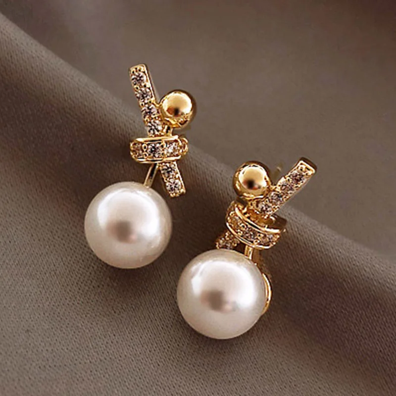 New Korean Style White Pearl Drop Earrings for Women Shiny Rhinestone Temperament Earring Wedding Party Engagement Jewelry - Image 21