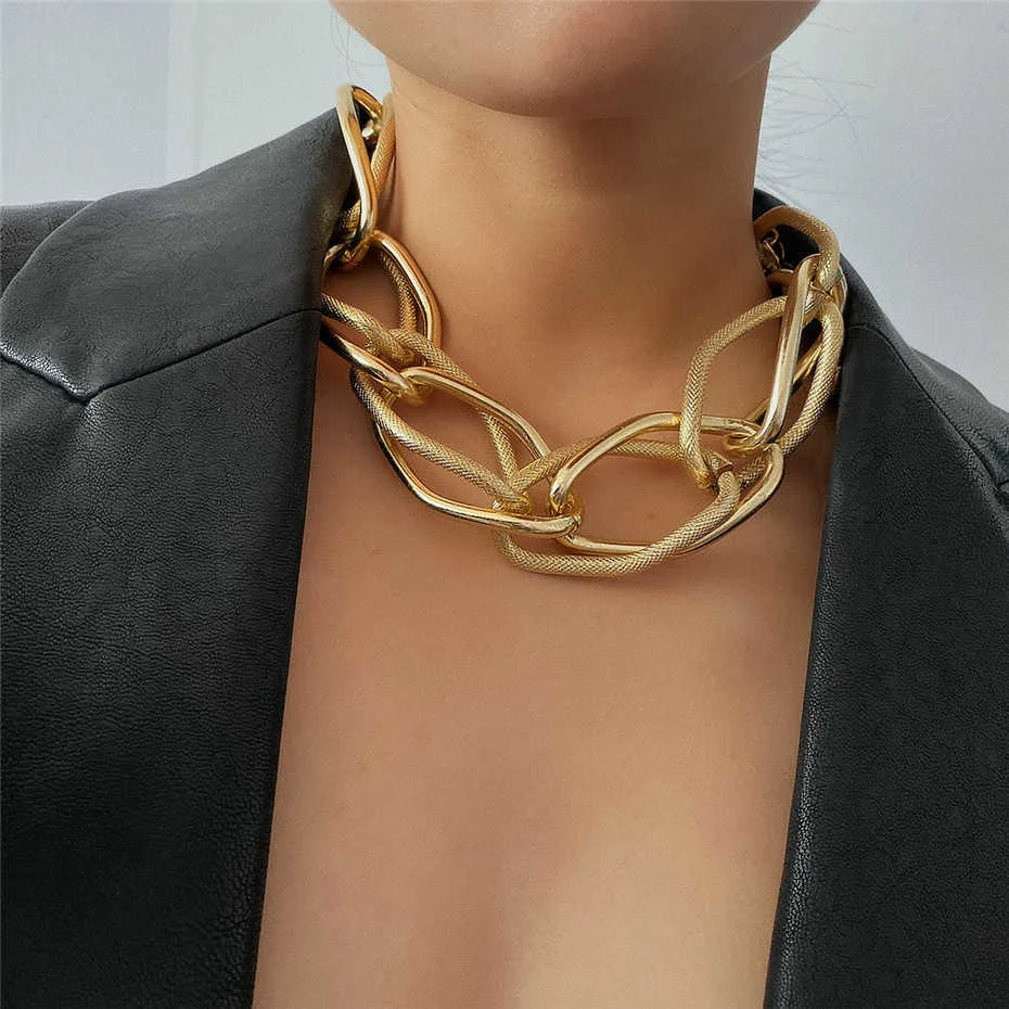 Lacteo Punk Multi Layered Gold Color Chain Choker Necklace Jewelry for Women Hip Hop Big Thick Chunky Clavicle Chain Necklace - Image 43