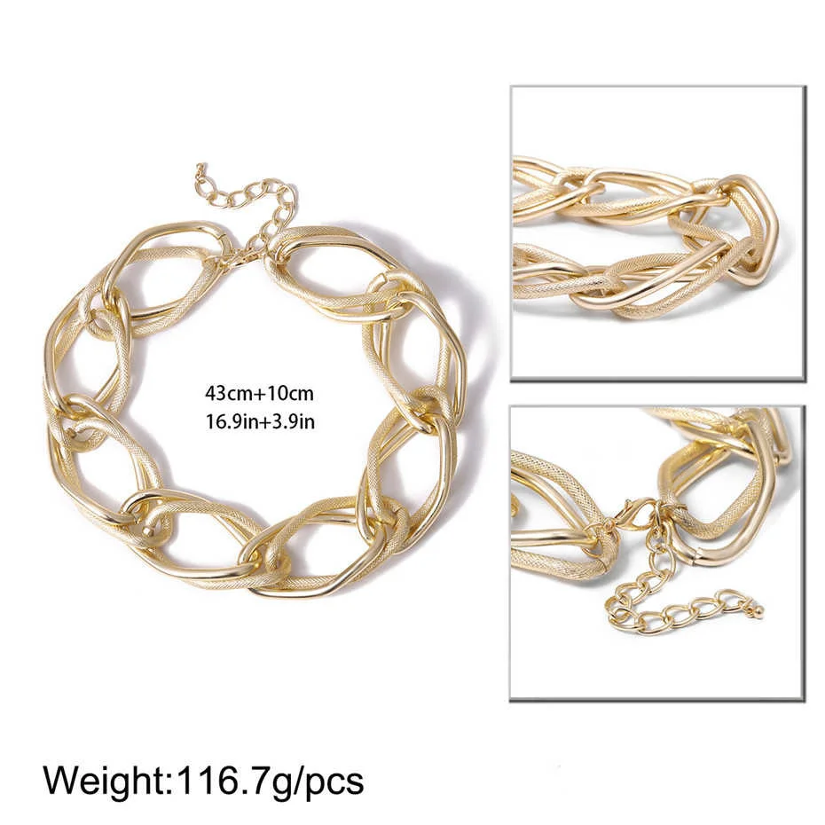 Lacteo Punk Multi Layered Gold Color Chain Choker Necklace Jewelry for Women Hip Hop Big Thick Chunky Clavicle Chain Necklace - Image 41