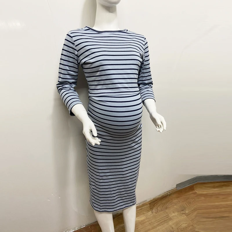 New Spring Striped Maternity Breastfeeding Dresses Pregnancy Clothes Women Pregnant Nursing Lactation Dress Drop Shipping - Image 44