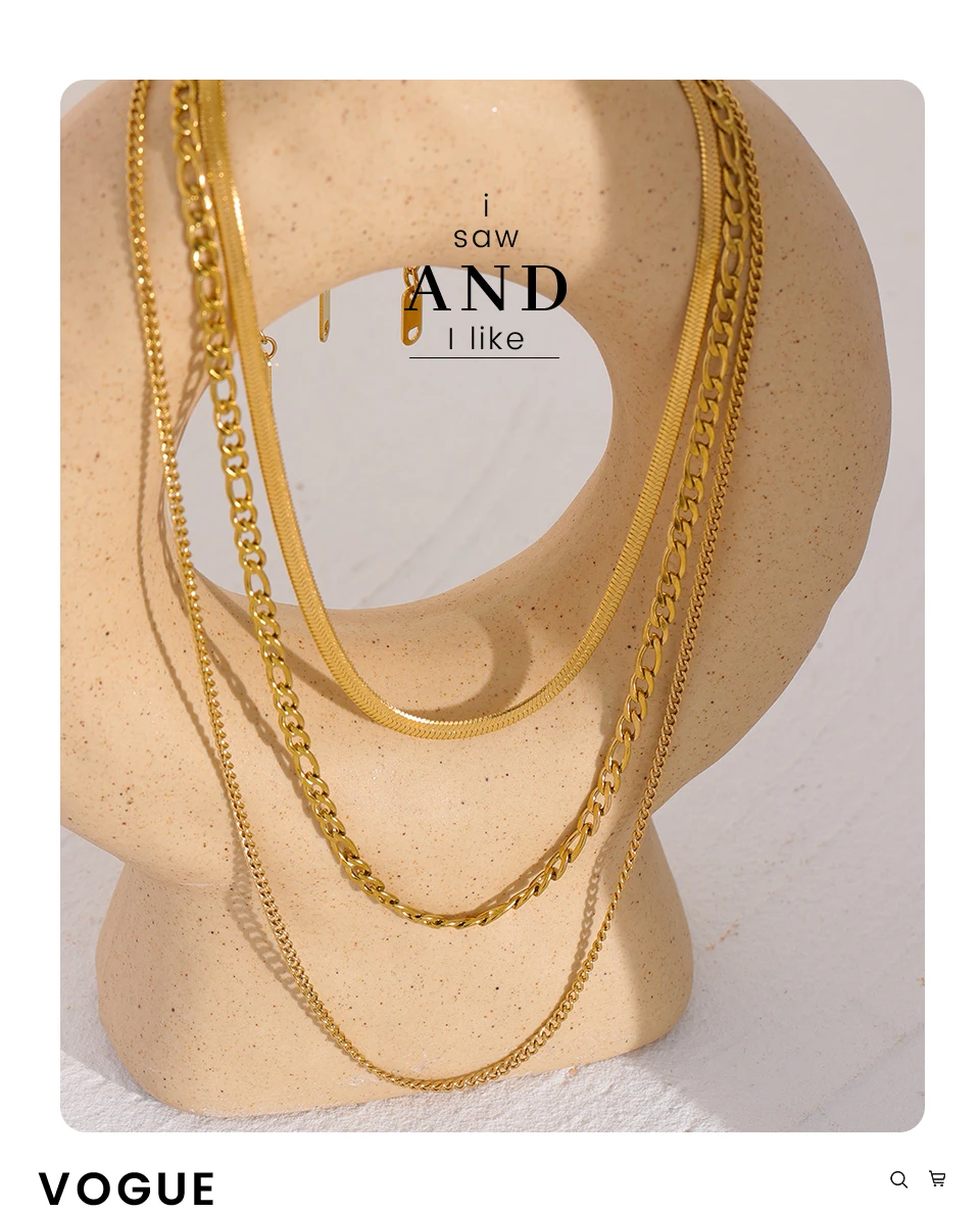 Yhpup Stainless Steel Chain Layered Necklace Separated Set for Women Statement Golden Metalic Waterproof Collar Necklace Jewelry - Image 8