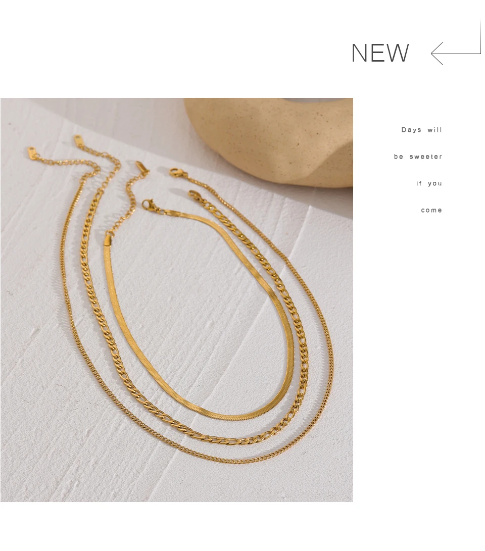 Yhpup Stainless Steel Chain Layered Necklace Separated Set for Women Statement Golden Metalic Waterproof Collar Necklace Jewelry - Image 13