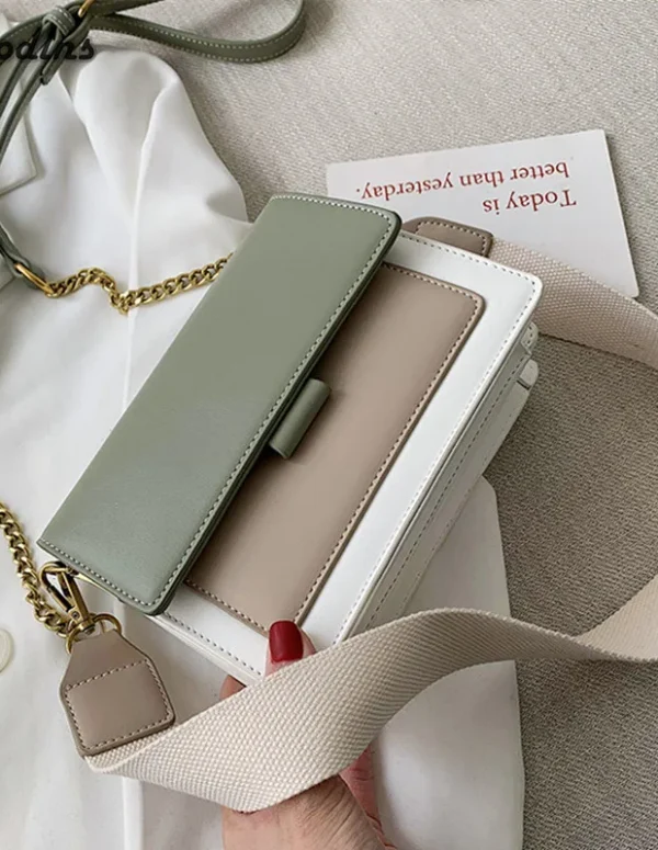 Contrast color Leather Crossbody Bags For Women Travel Handbag Fashion Simple Shoulder Messenger Bag Ladies Small Flap Bag