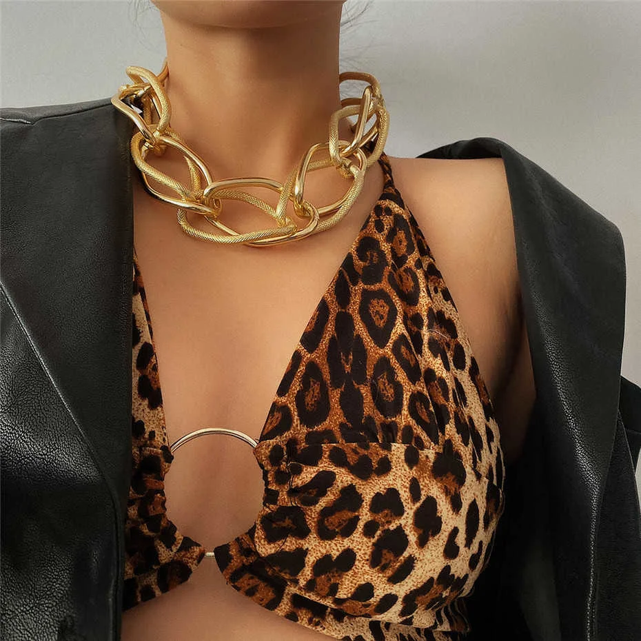 Lacteo Punk Multi Layered Gold Color Chain Choker Necklace Jewelry for Women Hip Hop Big Thick Chunky Clavicle Chain Necklace - Image 44