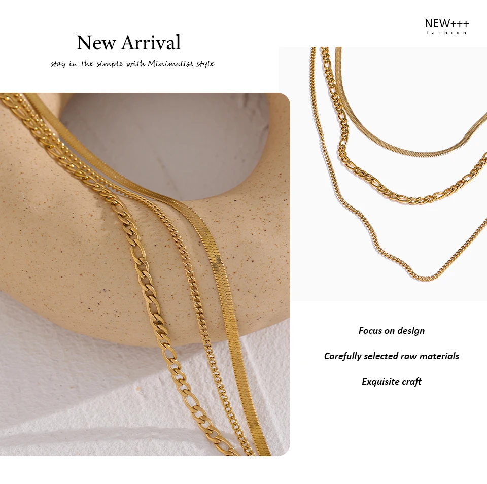 Yhpup Stainless Steel Chain Layered Necklace Separated Set for Women Statement Golden Metalic Waterproof Collar Necklace Jewelry - Image 10