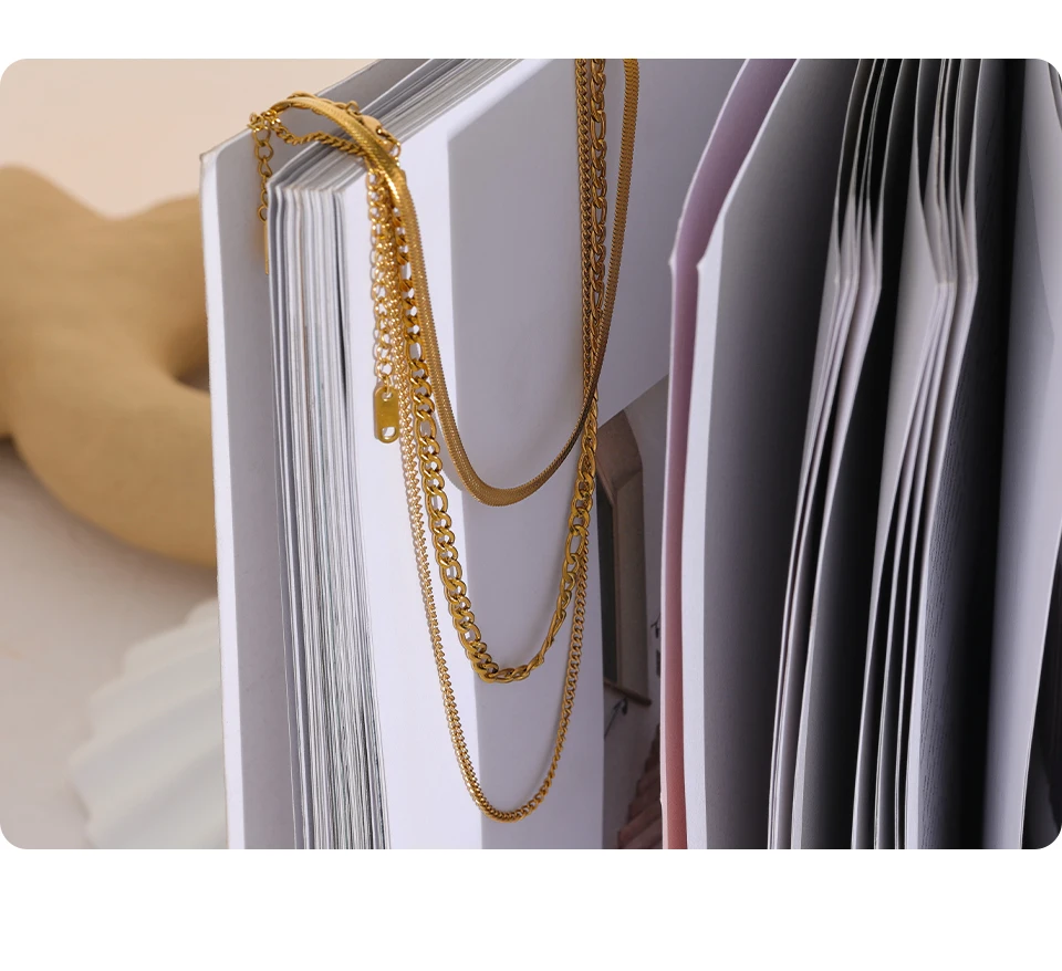 Yhpup Stainless Steel Chain Layered Necklace Separated Set for Women Statement Golden Metalic Waterproof Collar Necklace Jewelry - Image 11