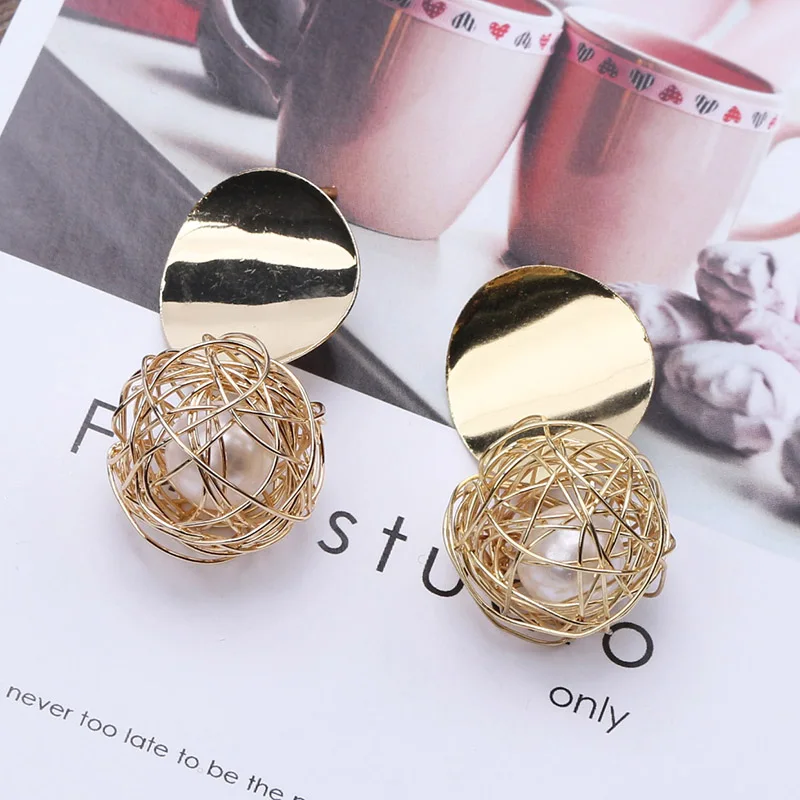 New Fashion Statement Drop Earrings for Women Pearl & Ball Geometric Earrings Gold Color Dangle Earing Fashion Ear Jewelry - Image 7