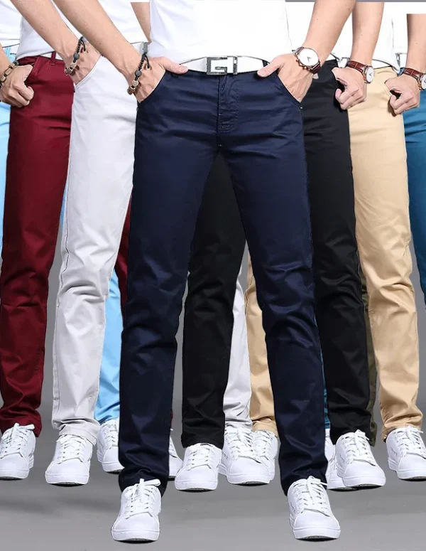 2024 Spring Autumn New Casual Pants Men Cotton Slim Fit Chinos Fashion Trousers Male Brand Clothing Plus Size 8 colour