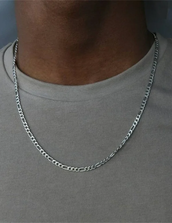 Fashion New Figaro Chain Necklace Men's Punk Silver Color Stainless Steel Long Necklace Men's Hip Hop Jewelry Gift