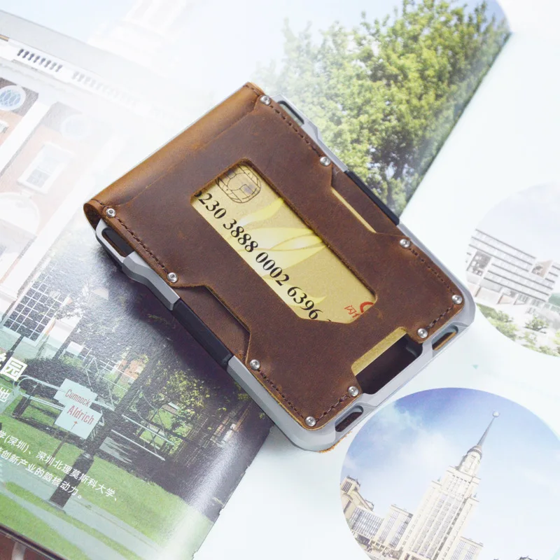 leather Credit Card Holder Wallets Men Brand Rfid Black brown Magic mutifunciton Slim Mini Wallet Small Money Bag Male Purses - Image 11