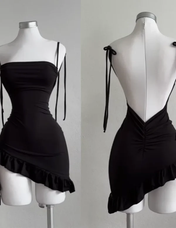 2025 popular European and American new dress with summer high-end feel Y2K sexy backless lace up spicy girl's hip hugging skirt