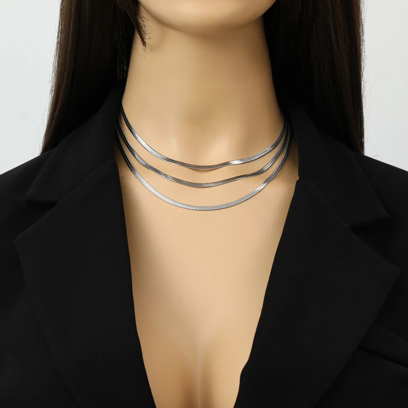 EILIECK 316L Stainless Steel Metal Multilayer Chain Necklace For Women Fashion 18K Gold Plated Collar Waterproof Jewelry Gift - Image 26