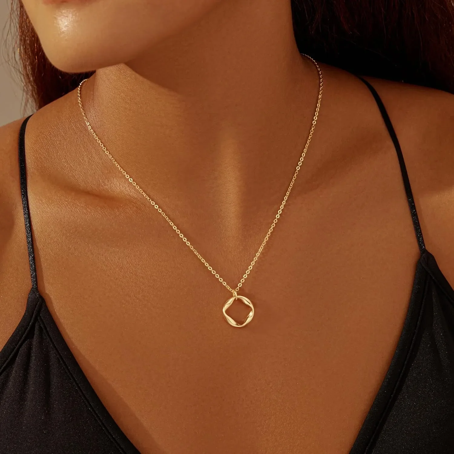 Layered 14k Gold Plated Necklaces for Women Stackable Silver Plated Circle Paperclip Chain Pendant Choker Necklace Set For Woman - Image 16