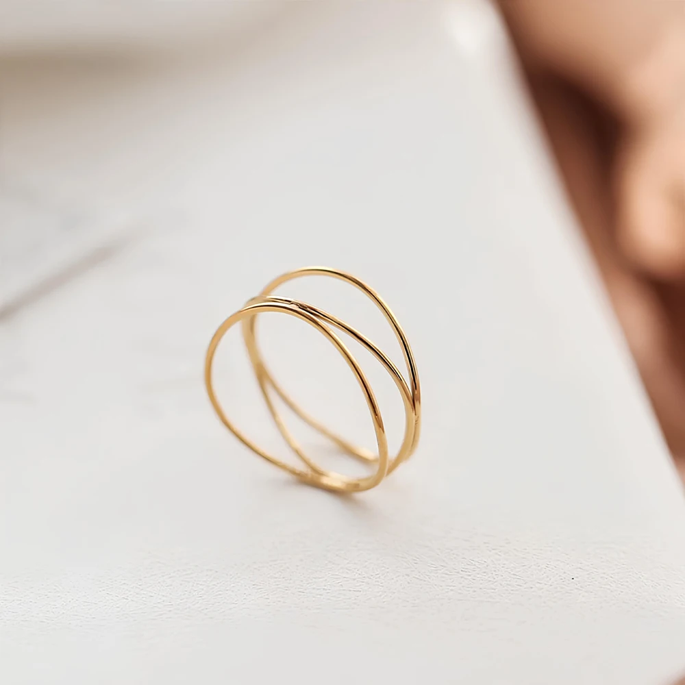 Top Sale Three Layered Wave Finger Rings For Women Simple 18K Gold PVD Plated Stainless Steel Waterproof Jewelry 2025 - Image 9