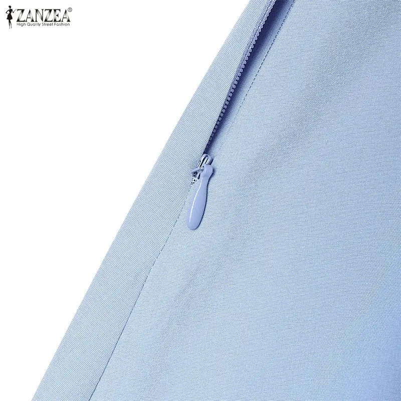 2026 ZANZEA Women Elegant Lapel Neck Long Sleeve Dress Spring Office Dresses Stylish A Line Waisted Party Sundress Holiday Robe - Image 22