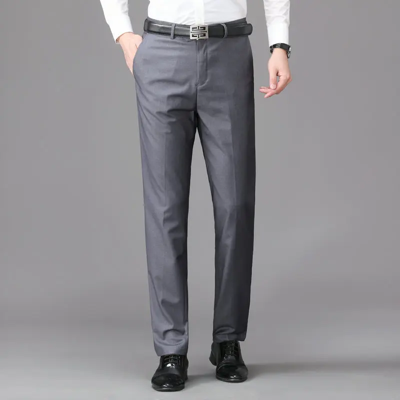 Spring Autumn Man Pant New Simple Solid Color Men Straight-leg Pants Button Slim Business Casual Versatile Man Suit Trousers - Image 2