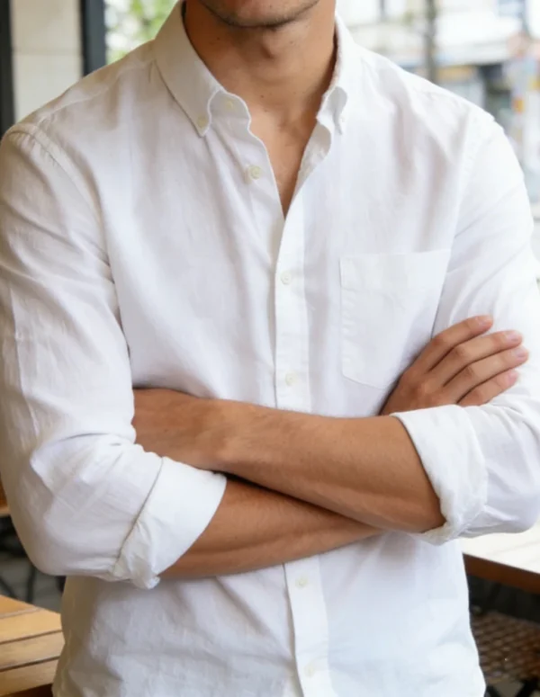 2026 Men's New Linen Long Sleeve Shirt Solid Color 3D Printed White Shirt Hawaiian Fishing Long Sleeve Soft Men's Fast Shipping