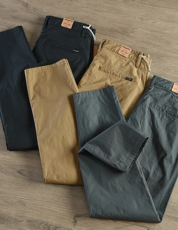 2024 Summer New American Thin Quick-drying Stretch Casual Pants Men's Simple 97% Cotton Slim CHINO Business Straight Trousers