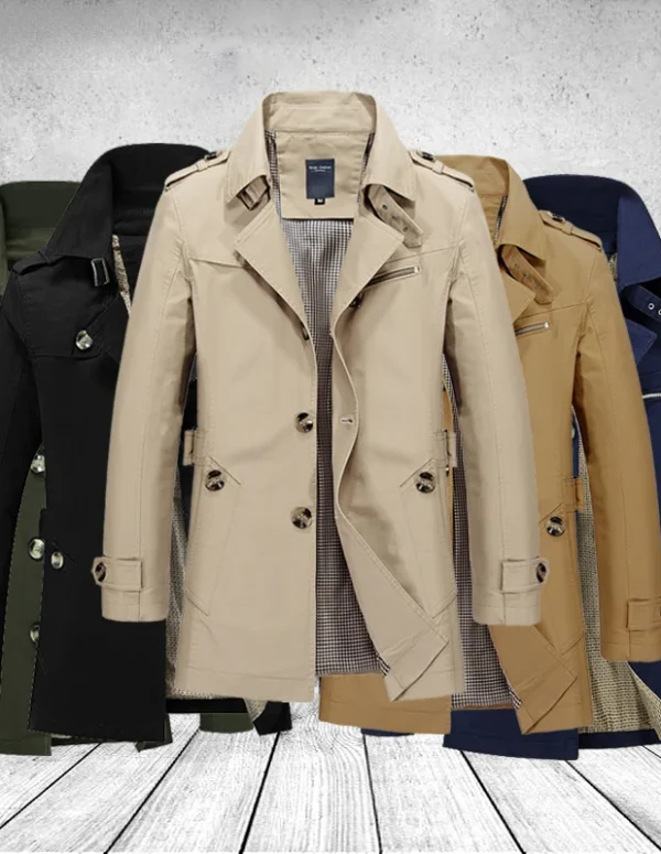 Fashion Men Trench Jackets Brand Casual Business Trench Coat Mens Leisure Overcoat Male Single Breasted Windbreakers Plus Size
