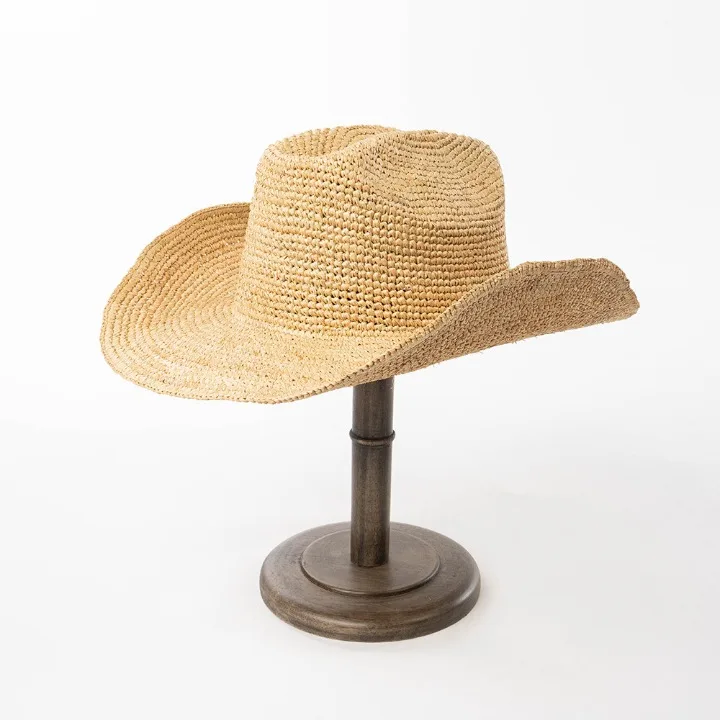 Ins Hand-crocheted Natural Raffia Straw Sun Hats Cowboy Hat for Women Men Summer Wide Brim Panama Outdoor Breathable Beach Caps - Image 29