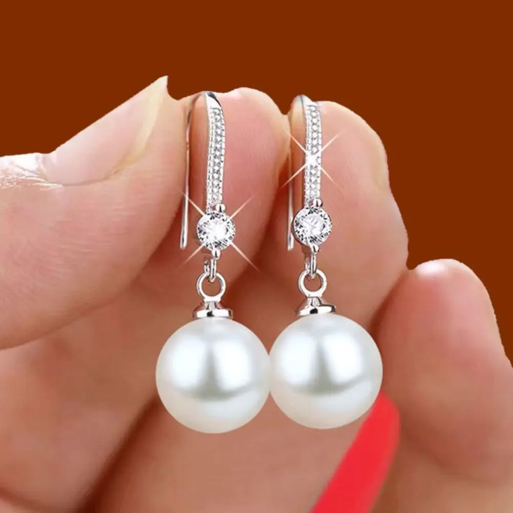 New Temperament Simple Water Drop Shape Simulation Freshwater Pearl Shell Beads Drop Earrings - Image 9