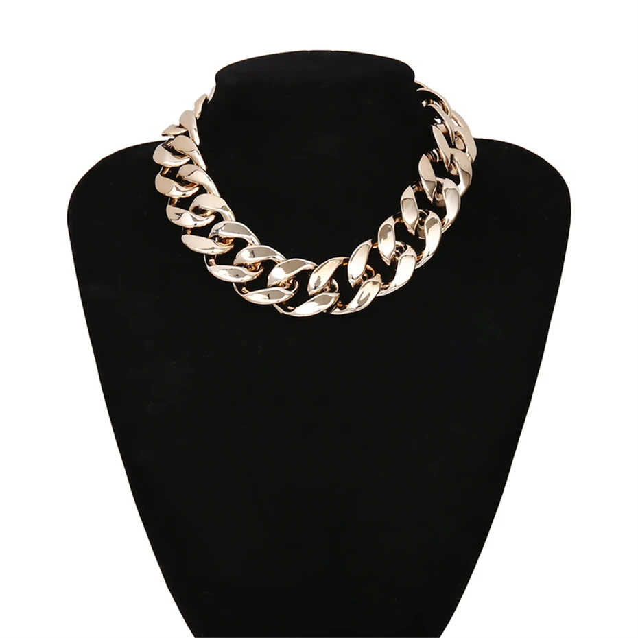 Lacteo Punk Multi Layered Gold Color Chain Choker Necklace Jewelry for Women Hip Hop Big Thick Chunky Clavicle Chain Necklace - Image 8