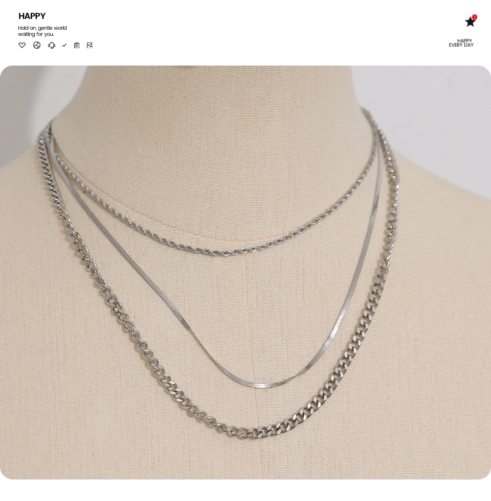 Yhpup Stainless Steel Chain Layered Necklace Separated Set for Women Statement Golden Metalic Waterproof Collar Necklace Jewelry - Image 15