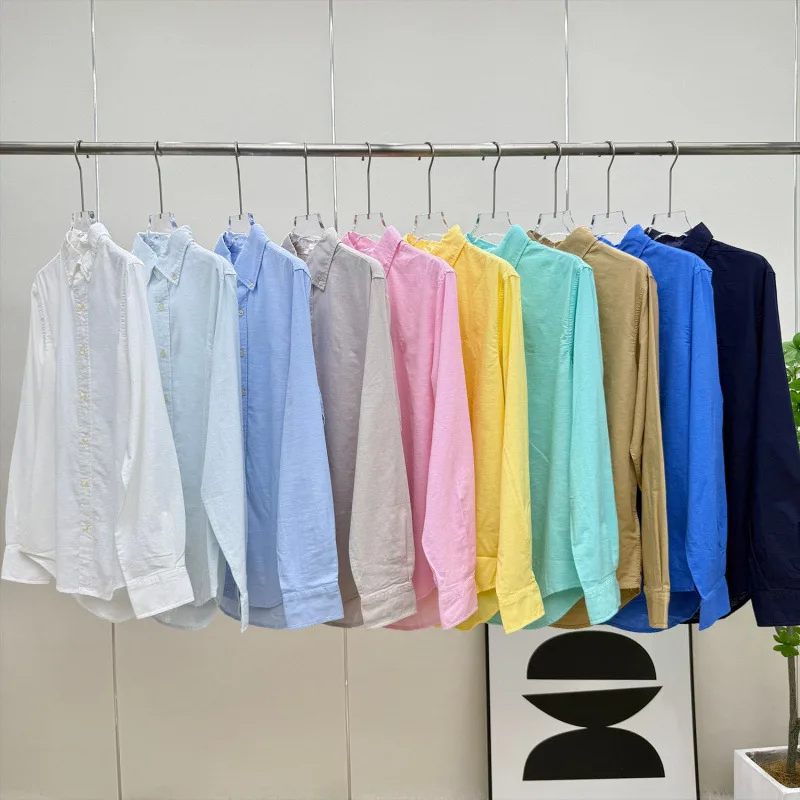 Long sleeved shirt for men and women Linen material unisex old money style solid color embroidered designer long shirt - Image 2