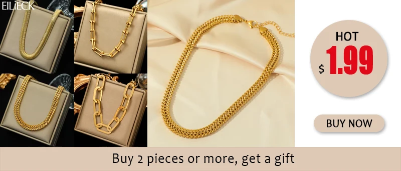 EILIECK 316L Stainless Steel Metal Multilayer Chain Necklace For Women Fashion 18K Gold Plated Collar Waterproof Jewelry Gift - Image 19