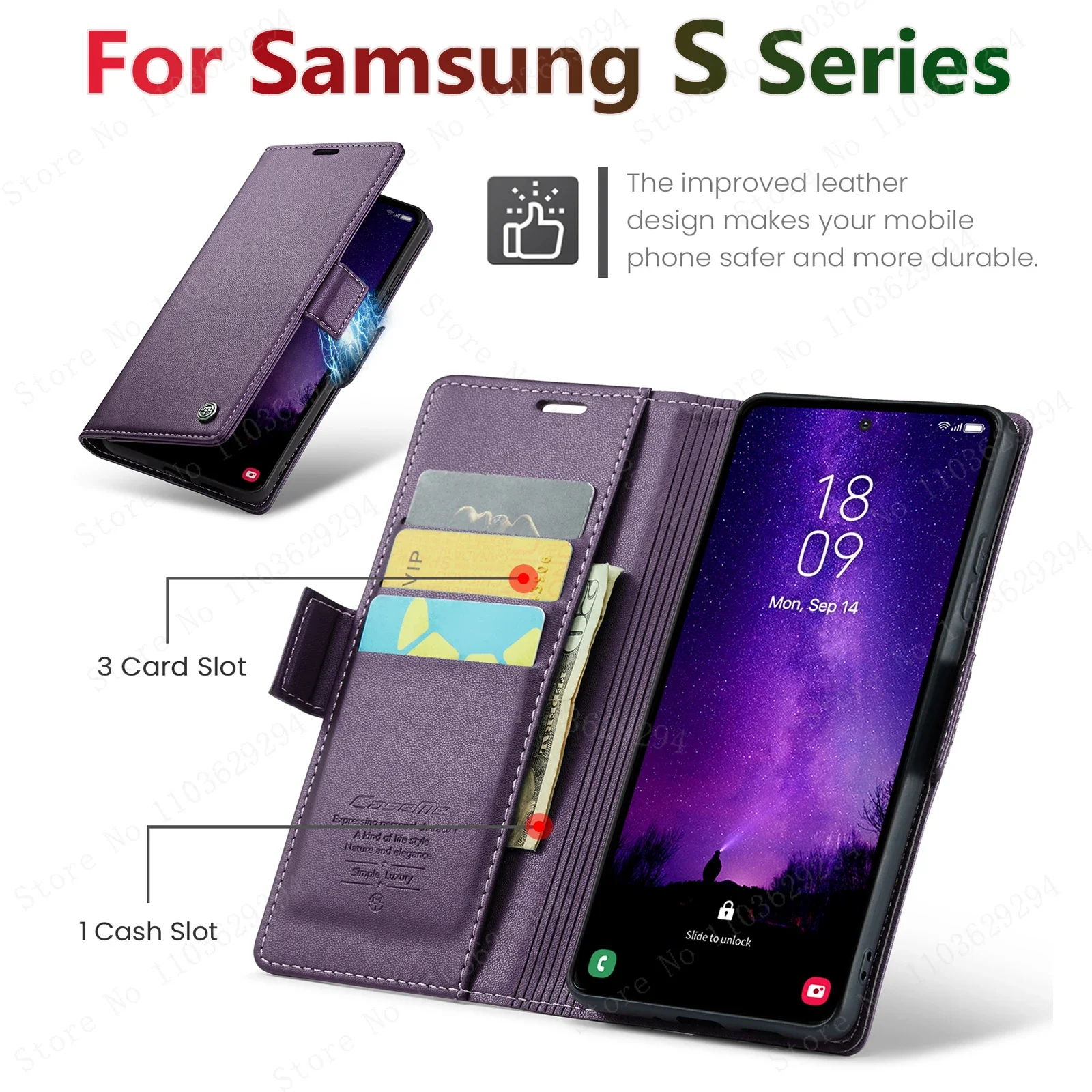 Magnetic Charging Flip Wallet Cards Leather Case for Samsung Galaxy A06 A16 A55 A35 25 15 05S S25 S24 S23 22 Ultra Plus FE Cover - Image 5