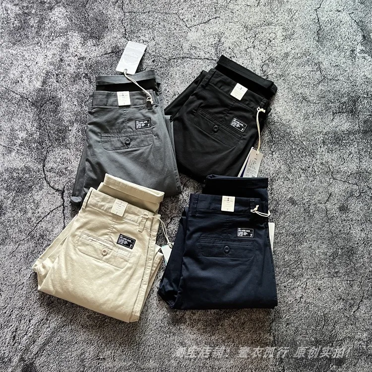 2025 Summer New American Retro Thin Micro Elasticity Casual Pants Men's Simple 98% Cotton Slim CHINO Business Straight Trousers - Image 9
