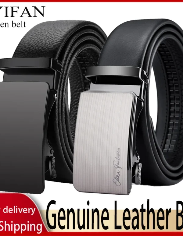 OYIFAN Men Belt Genuine Leather belt for men Alloy buckle ratchet belts Men Designer Belt Automatic belts 벨트