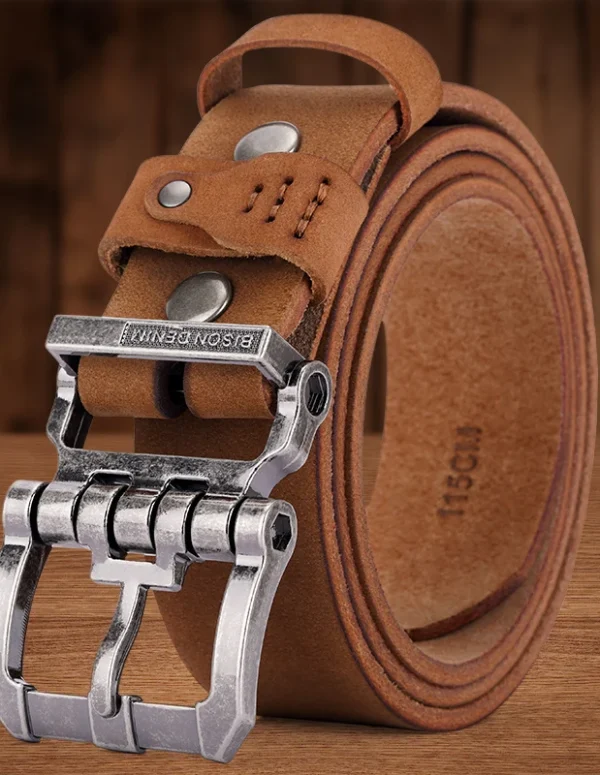 BISON DENIM Genuine Leather Belt For Men High Quality Buckle Jeans Casual Belts Vintage Business Cowboy Waistband Free Shipping