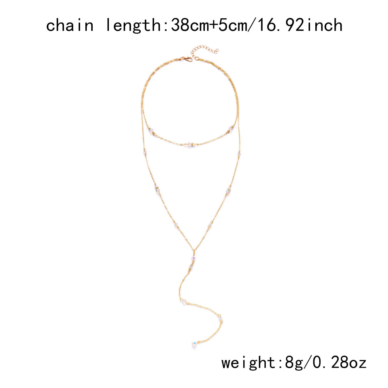 Fashion Simple Crystal Tassel Y-Shaped Necklace for Women Double Layer Gold Color Sweater Chain Long Necklace Party Jewelry Gift - Image 9