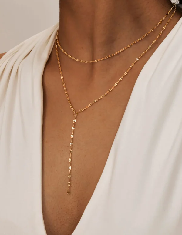 Vnox Chic Long Necklaces for Women Teens Girls, Gold Color Stainless Steel  Sexy Y Necklace Collar, Layered Chain Necklaces