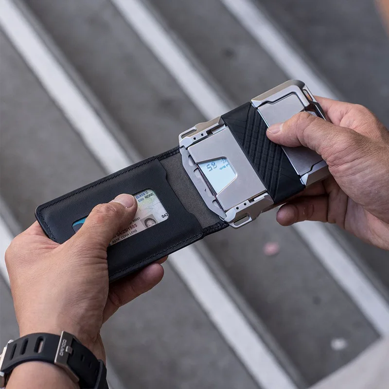 leather Credit Card Holder Wallets Men Brand Rfid Black brown Magic mutifunciton Slim Mini Wallet Small Money Bag Male Purses - Image 22