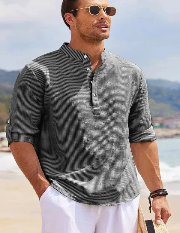 2025 New Men's Casual Blouse Cotton Linen Shirt Loose Tops Long Sleeve Tee Shirt Spring Autumn Casual Handsome Men's Shirts