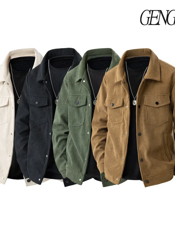 American Vintage Corduroy Jacket Autumn/Winter New Arrival Minimalist, Versatile Lapel Workwear Jacket Men's Casual Outerwear