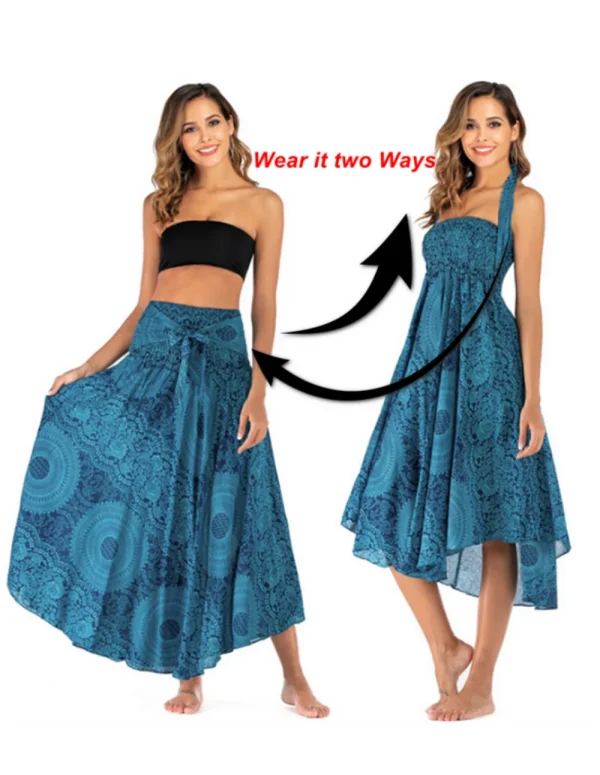 Boho  Dress & Skirt  for Women Yoga Casual Summer Maxi Long Short Printing for Beach Bohemia Muti Functional  Dress