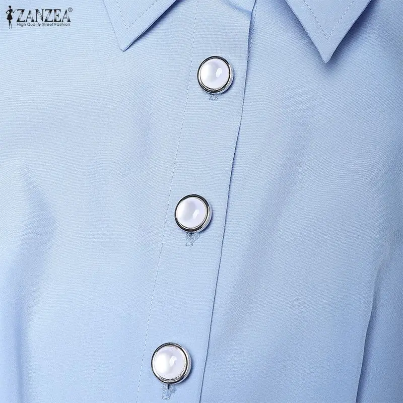 2026 ZANZEA Women Elegant Lapel Neck Long Sleeve Dress Spring Office Dresses Stylish A Line Waisted Party Sundress Holiday Robe - Image 20