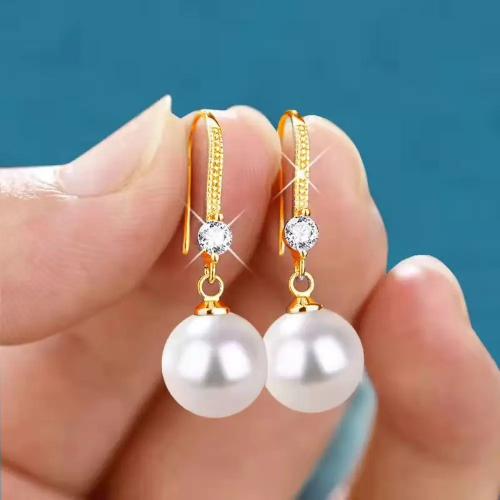 New Temperament Simple Water Drop Shape Simulation Freshwater Pearl Shell Beads Drop Earrings - Image 7