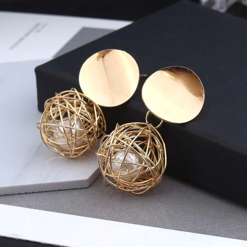 New Fashion Statement Drop Earrings for Women Pearl & Ball Geometric Earrings Gold Color Dangle Earing Fashion Ear Jewelry - Image 17