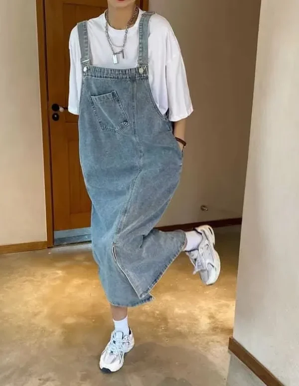 Spring Summer Denim Overall Dress Women Sleeveless Jeans Dresses Fashion Female Solid Slip Casual Loose Spaghetti Strap Dresses