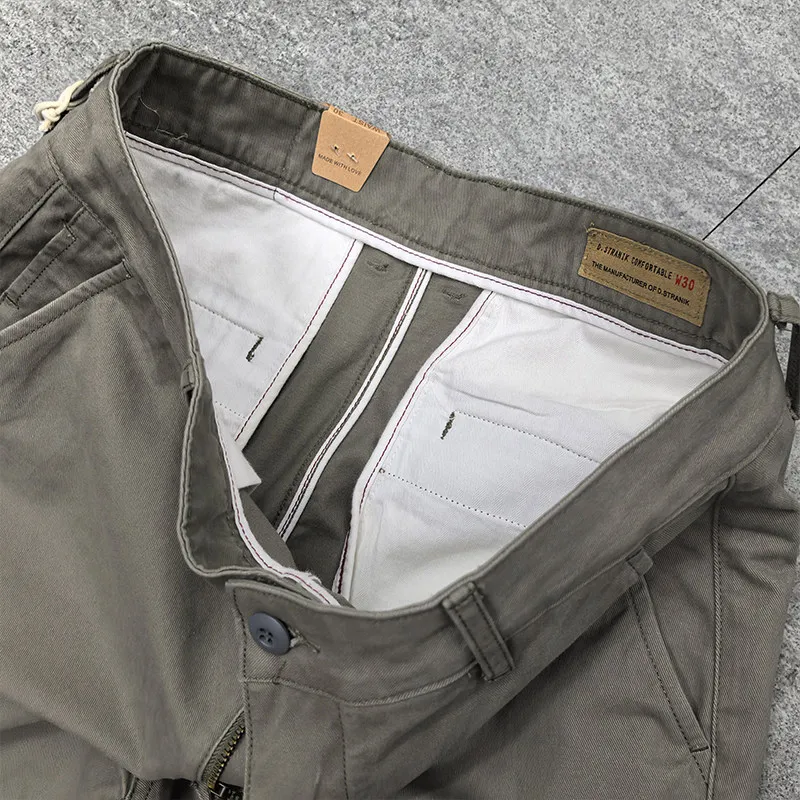 2026 Spring New American Retro Woven Twill Chino Cargo Pants Men's Fashion 100% Cotton Washed Casual Business Straight Trousers - Image 13