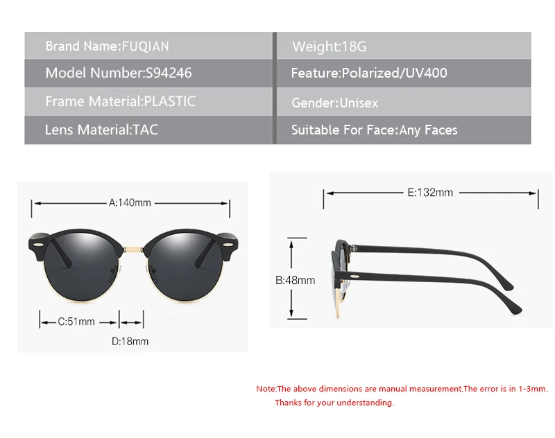 Classic Round Polarized Sunglasses Men Women Brand Designer Retro Half Frame Sun Glasses Vintage Driving Vacation Eyewear UV400 - Image 18