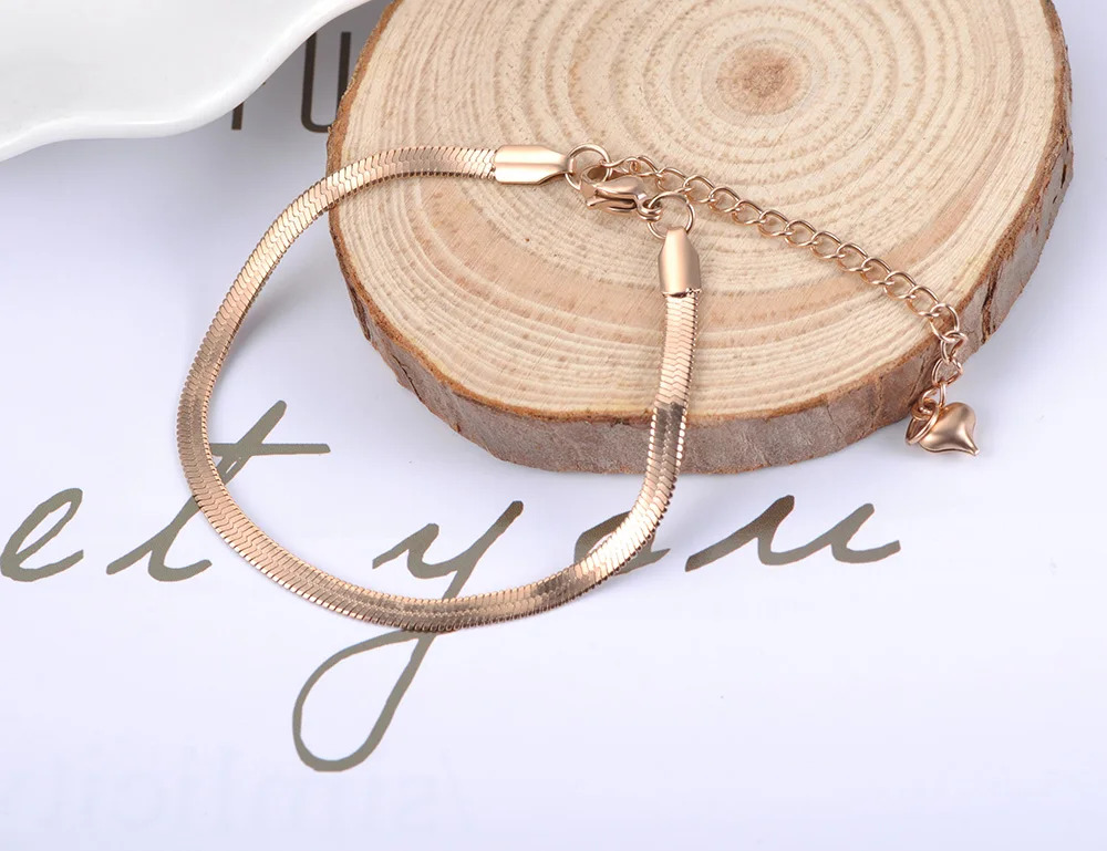 Lokaer Titanium Stainless Steel Snake Chain Thin Bracelets For Women Girls Rose Gold Plated Bohemia Party Blade Bracelet B18075 - Image 14