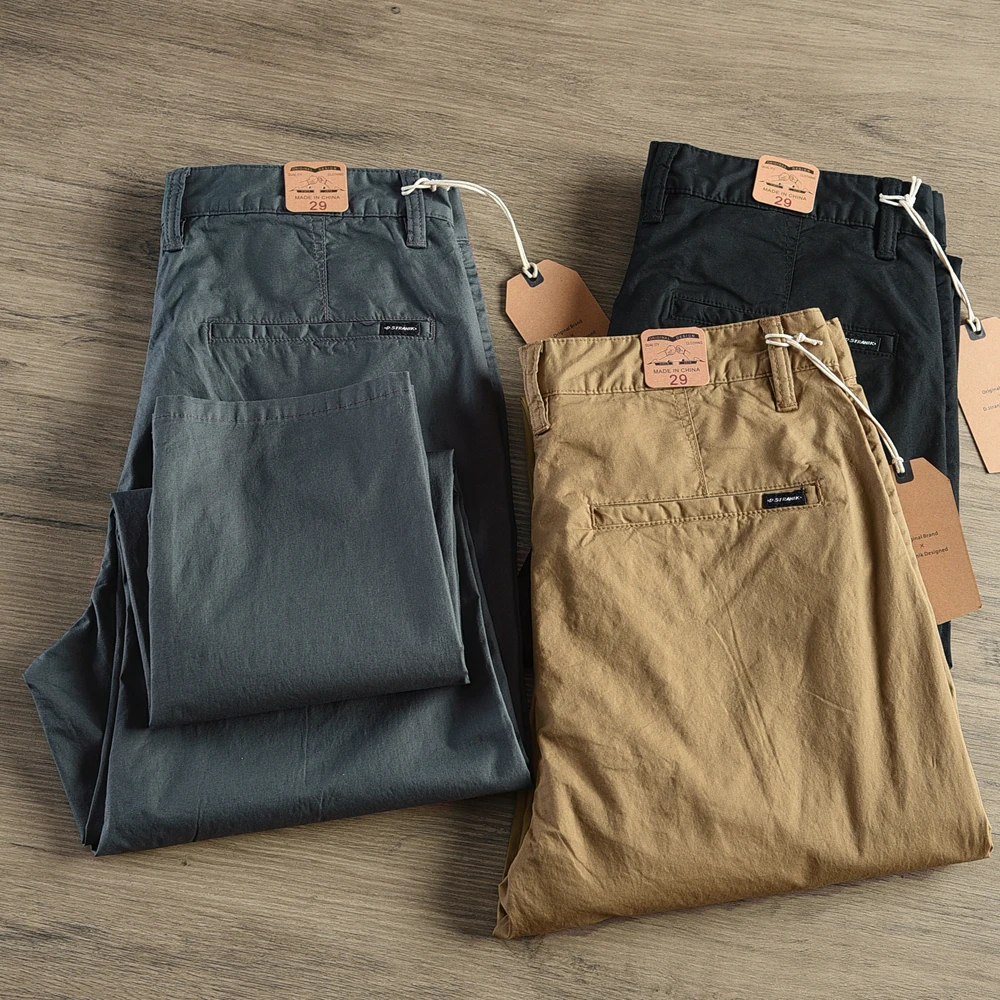 2024 Summer New American Thin Quick-drying Stretch Casual Pants Men's Simple 97% Cotton Slim CHINO Business Straight Trousers - Image 5