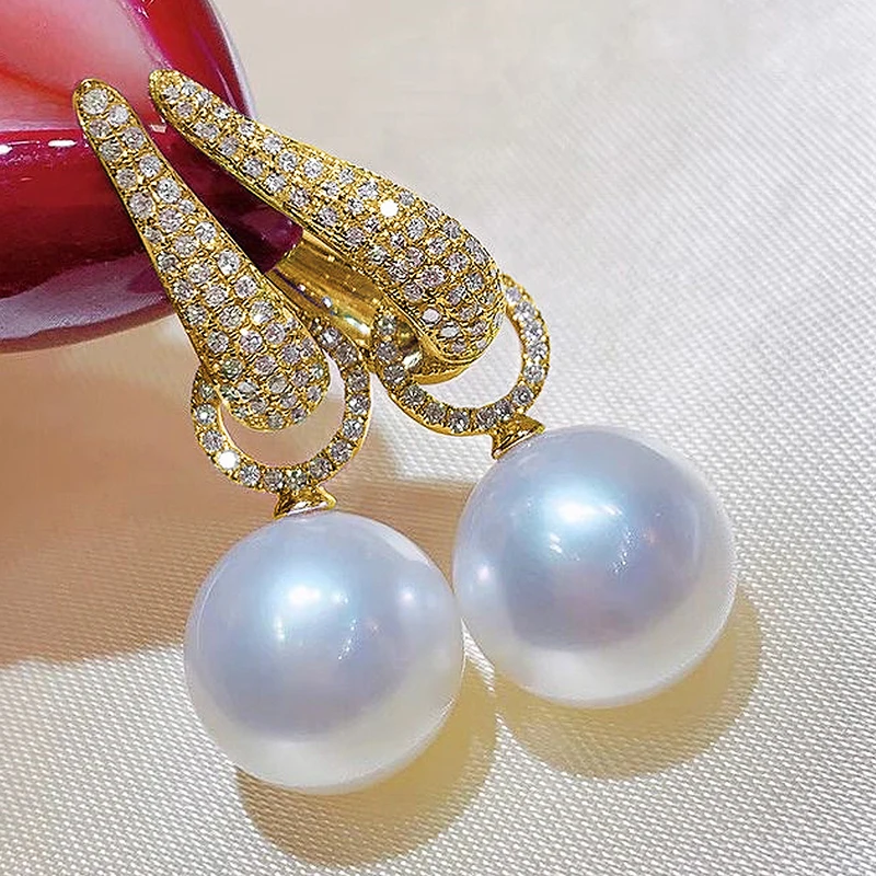 Huitan New Trend Imitation Pearl Dangle Earring for Women Luxury Silver Color Bling Cubic Zirconia Fashion Elegant Lady Jewelry - Image 11