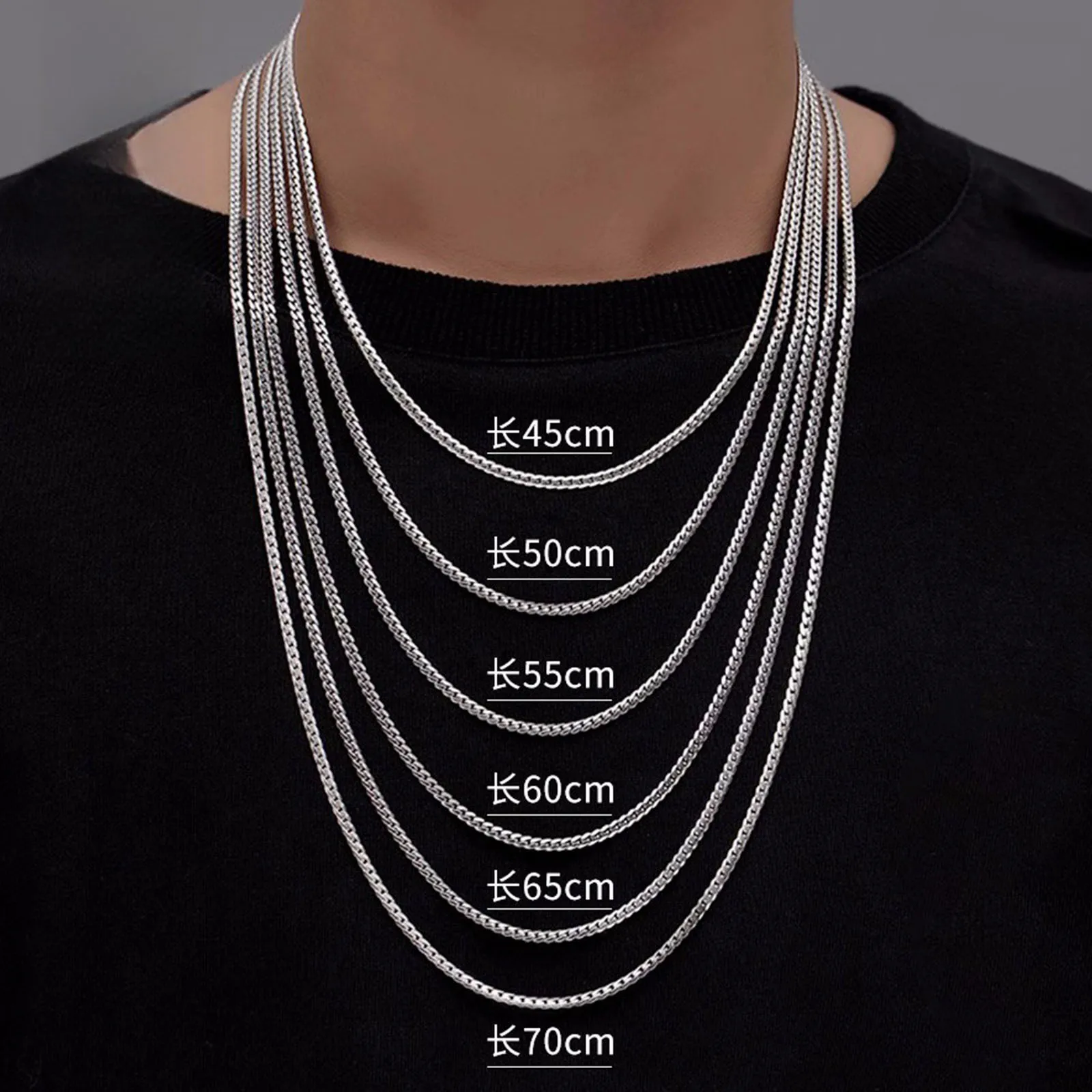 S925Silver Men's and Women's Cuban Chain Necklace 20IN/22IN Slim Style Trendy, Sophisticated Vintage-Inspired Collarbone Layerin - Image 3